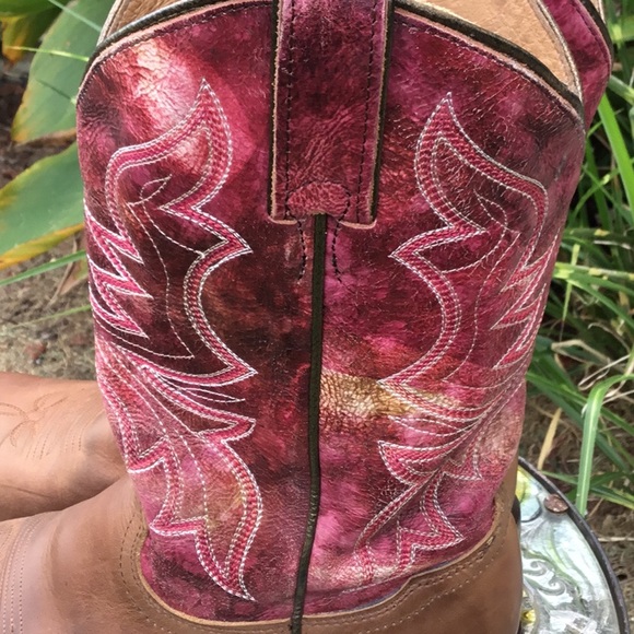 Shyanne Women’s Stryke Square Toe Brown & Pink Western Boots - Picture 9 of 16